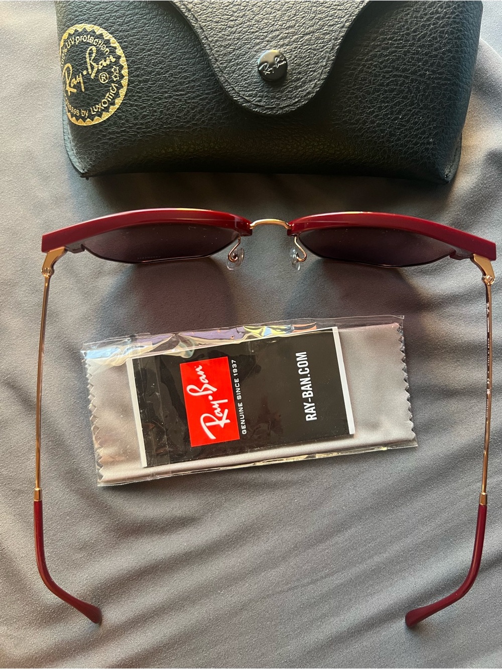 Ray-Ban Sunglasses CHROMANCE - New Clubmaster RB4416-F / Red NEW - Picture 3 of 8